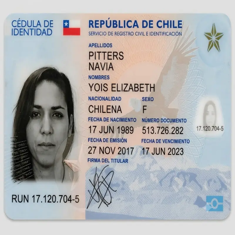 Chile Fake Scannable ID Card
