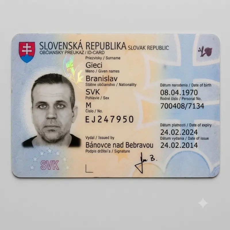 Slovakia Fake Scannable ID Card