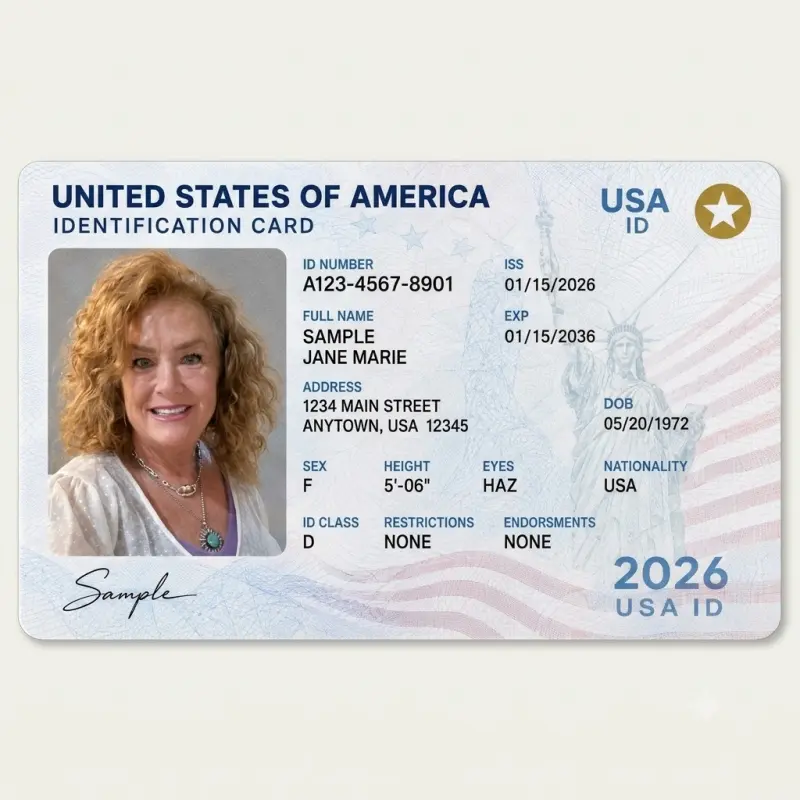 USA Fake Scannable ID Card